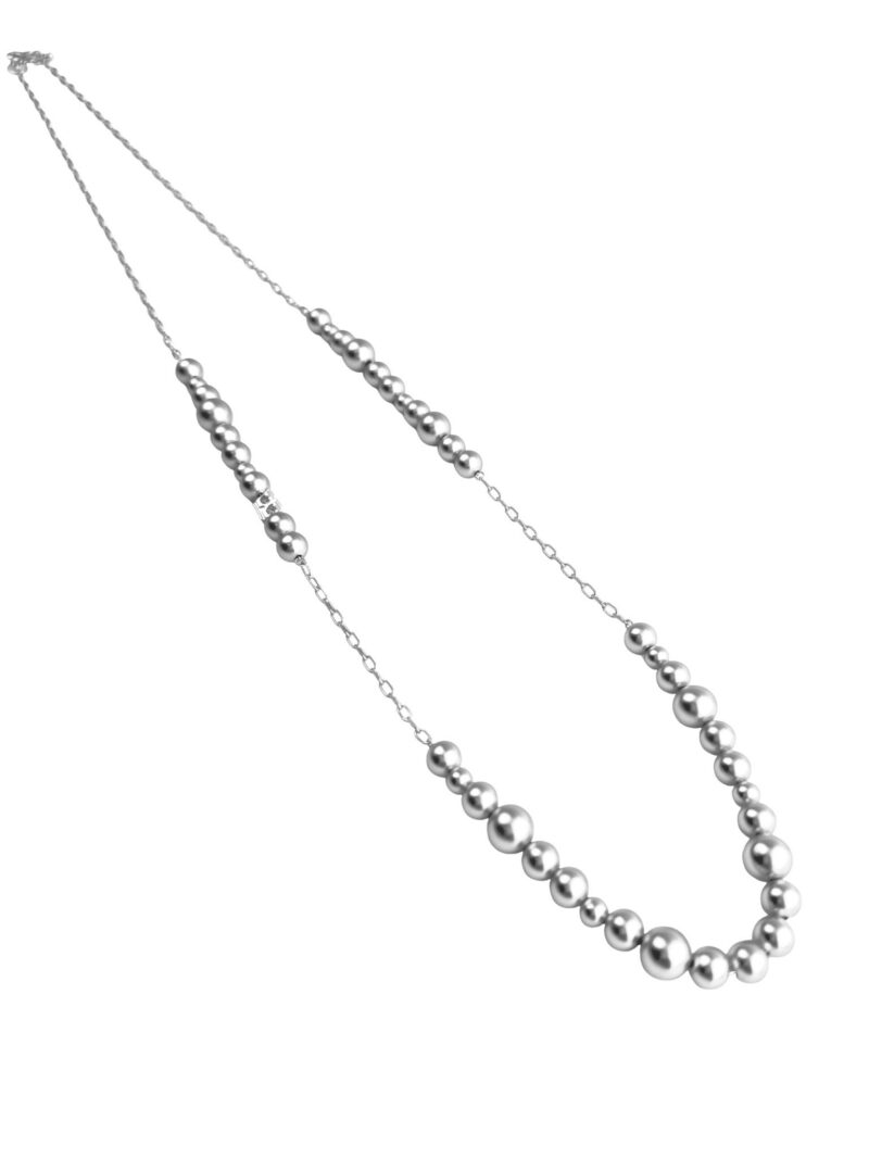 Long Dotti necklace / wrapped bracelet matt silver plated