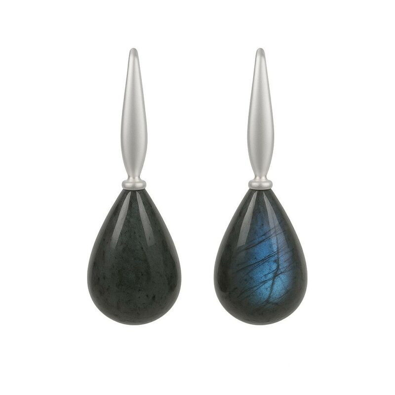 Drop earrings labradorite matt silver plated