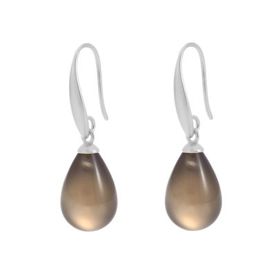 Essentials Drop earrings with Grey Agate matt silver plated