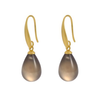 Essentials Drop earrings with Grey Agate matt gold plated