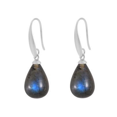 Drop earrings labradorite matt silver plated