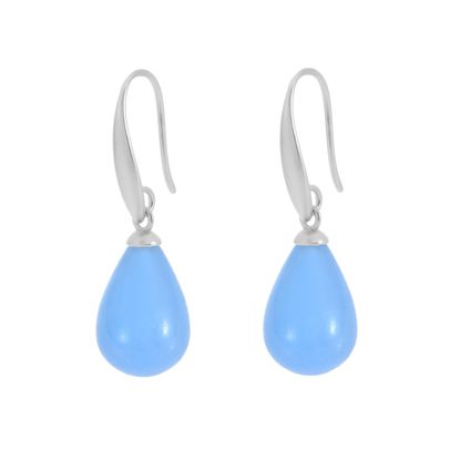 Drop earrings aqua dyed jade matt silver plated