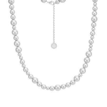 Short Dotti necklace / wrapped bracelet matt silver plated