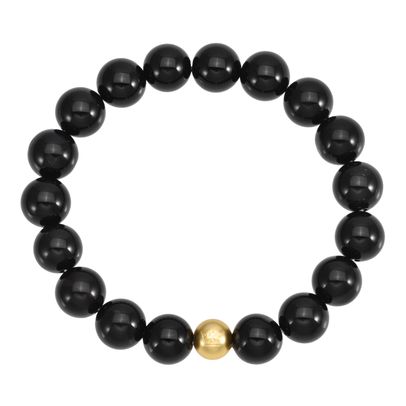 Berry bracelet - black agate matt gold plated