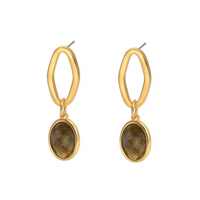 Ally earrings - labradorite matt gold plated