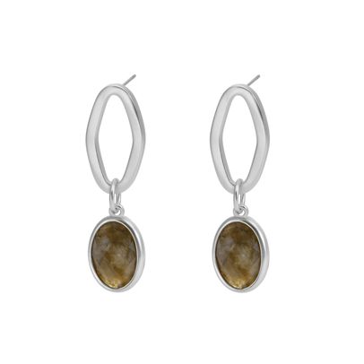 Ally earrings - labradorite matt silver plated
