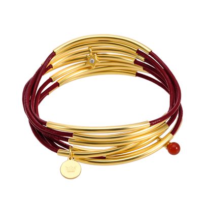 Urban Gypsy bracelets - burgundy leather matt gold plated