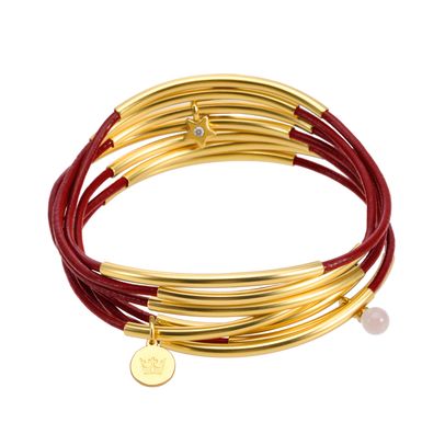 Urban Gypsy bracelets - red leather matt gold plated
