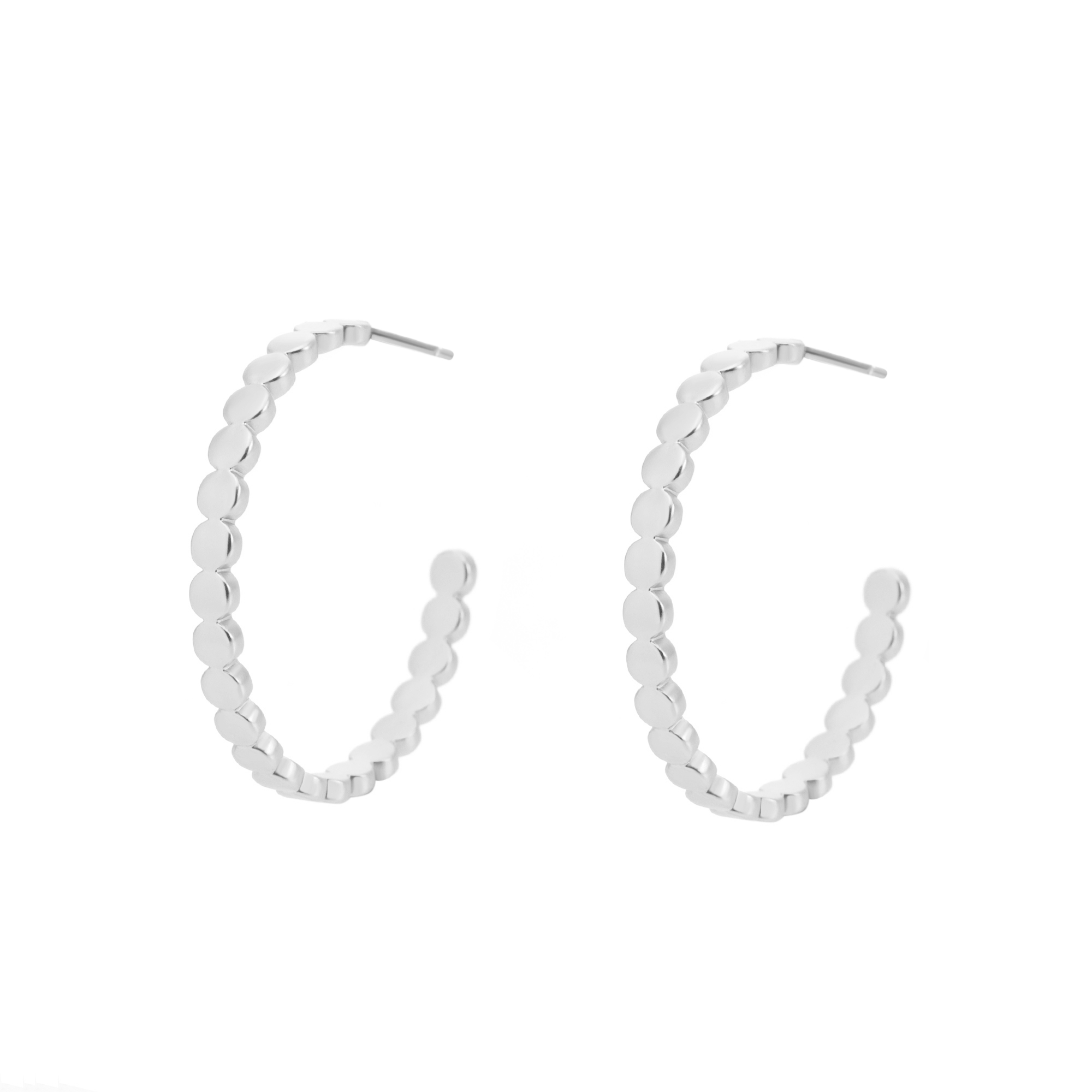 Dotti Hoops Earrings - Matt silver plated