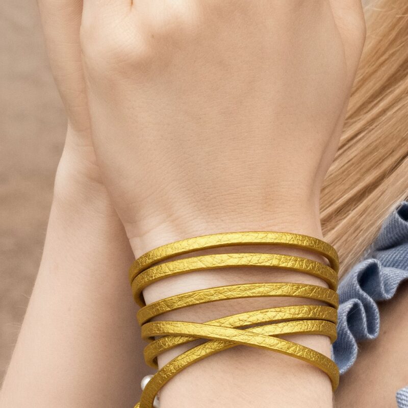 Strap Necklace / Bracelet - Silver leather matt silver plated