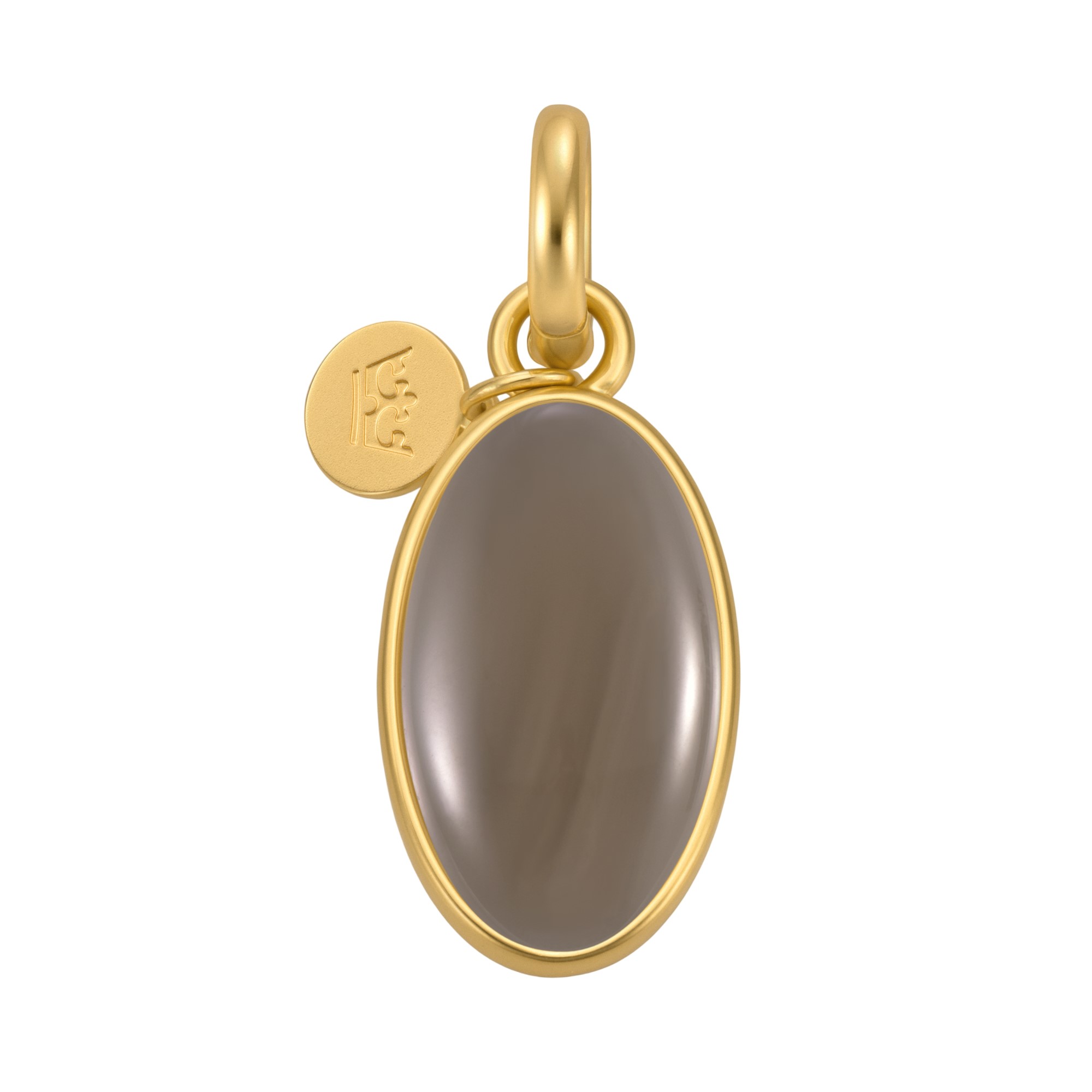 Essentials Oval Charm Grey Agate matt gold