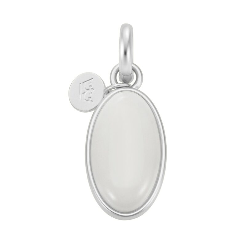 Essentials Oval Charm White Jade matt silver