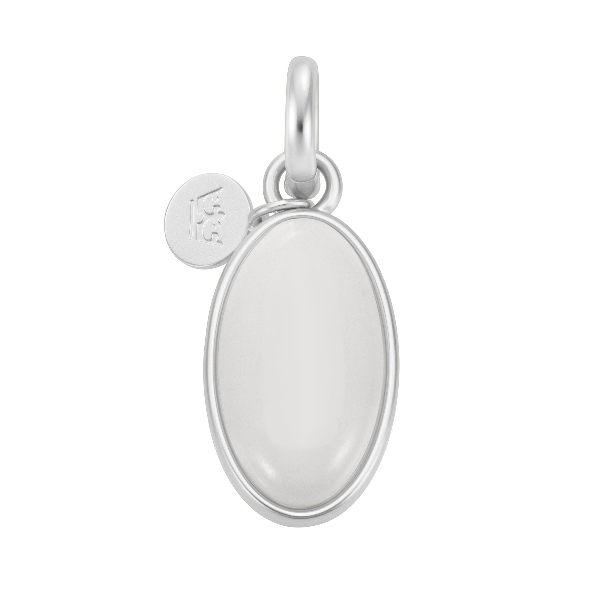 Essentials Oval Charm White Jade matt silver