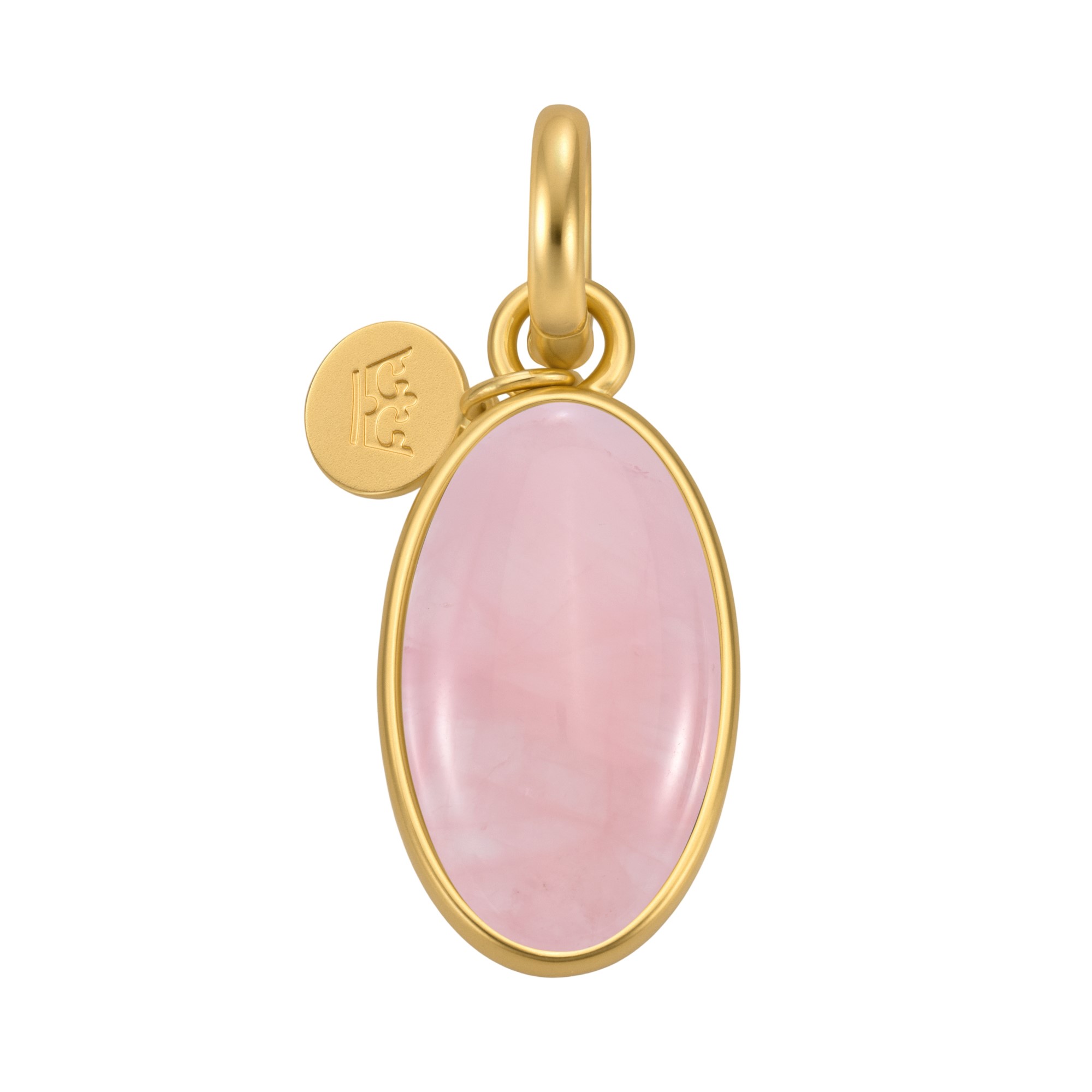 Essentials Oval Charm Rose Quartz matt gold