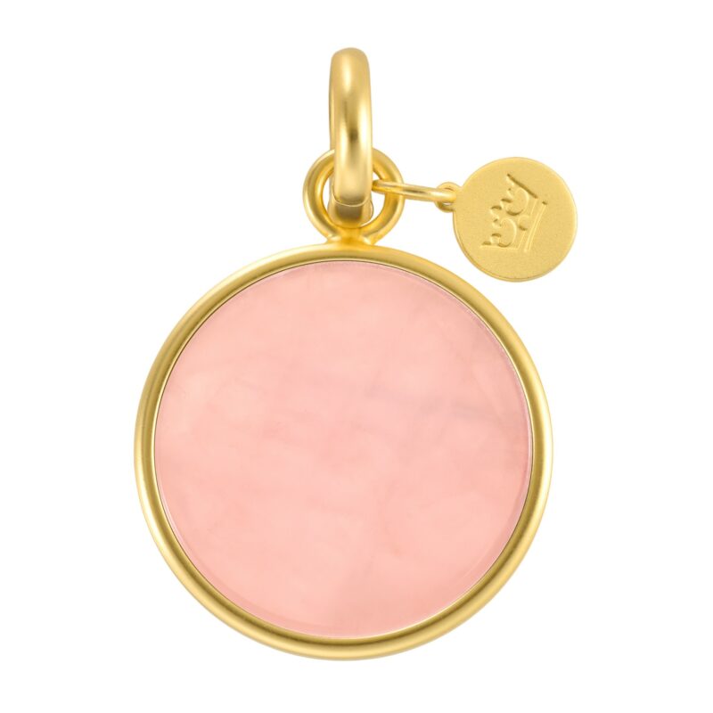 Essentials Disc Charm - Rose Quartz matt gold plated