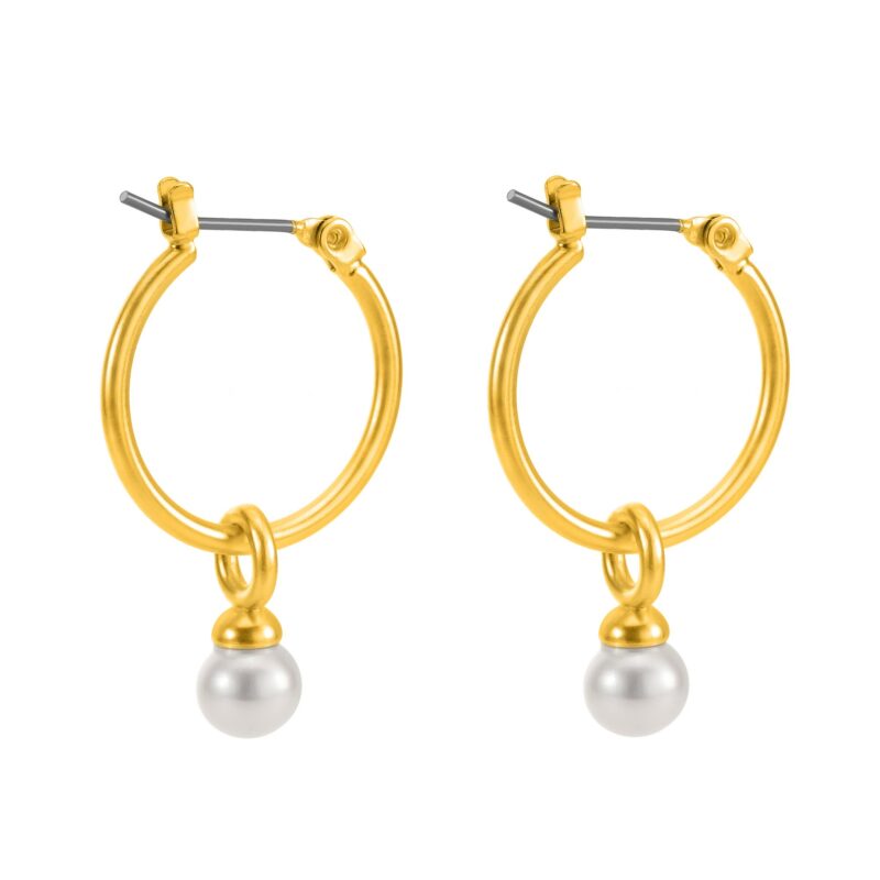 Essentials Be a Star Earrings - Freshwater pearl matt gold plated