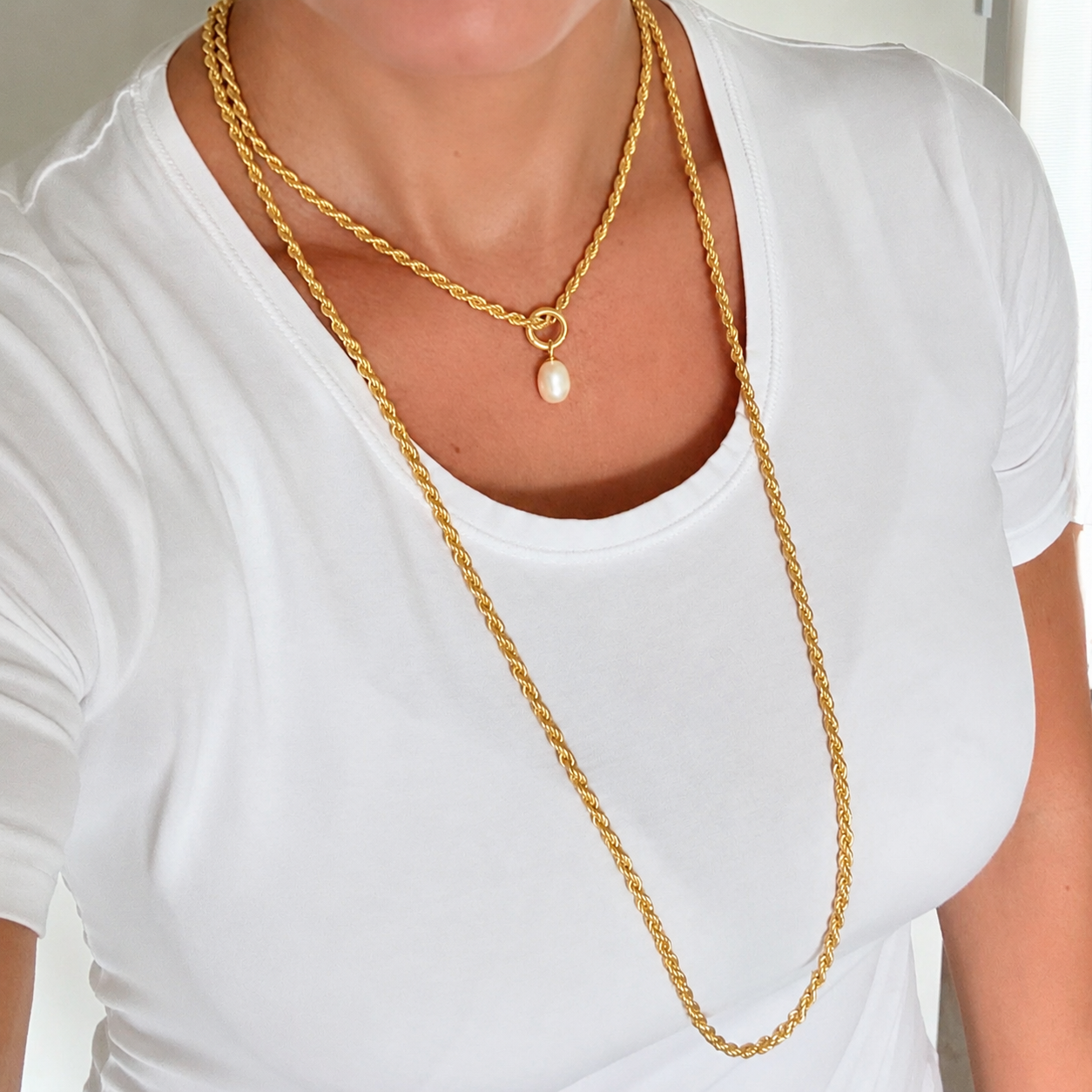 Amelie Twisted necklace - Matt gold plated - 48 CM