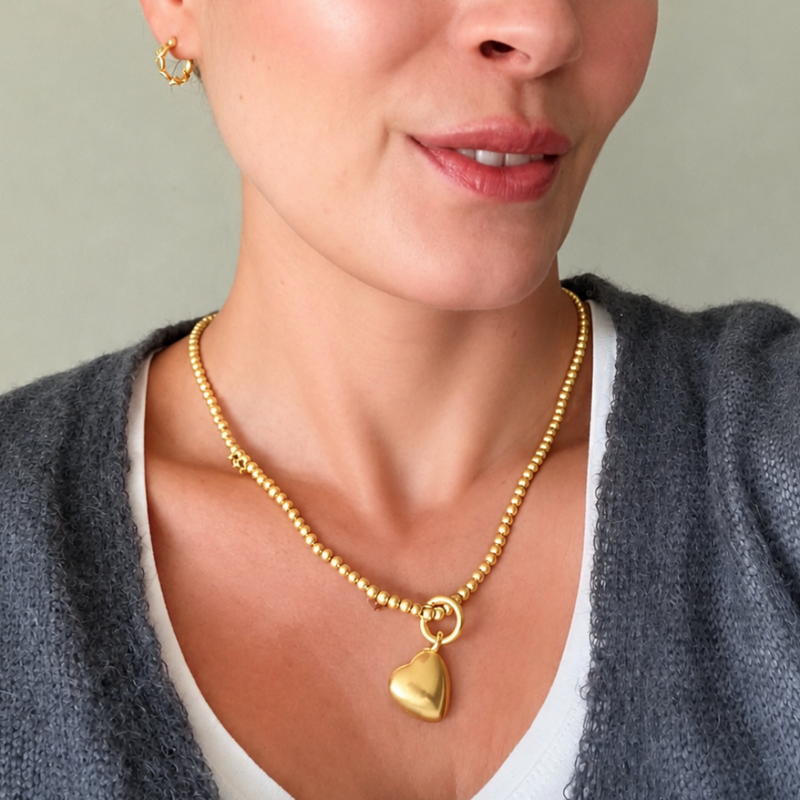 Essentials new Boho necklace matt gold plated - 46 CM