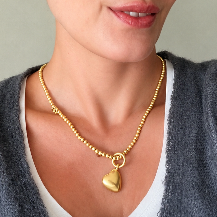 Essentials new Boho necklace matt gold plated - 46 CM