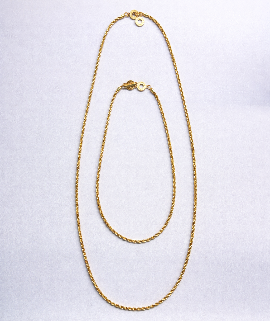 Amelie Twisted Long necklace - Matt gold plated - 85 CM
