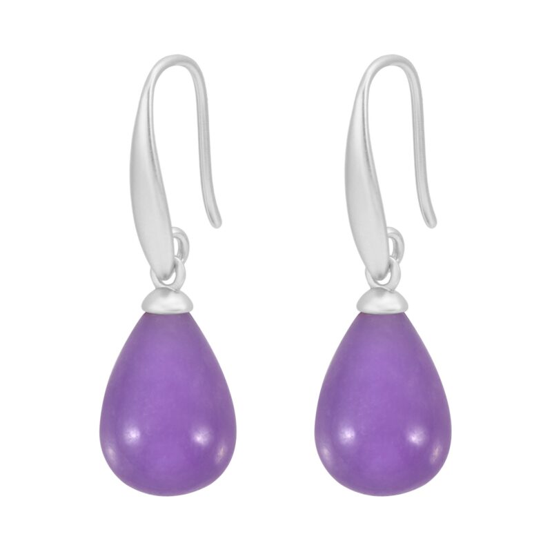 Drop earrings - Lavender dyed jade matt silver plated