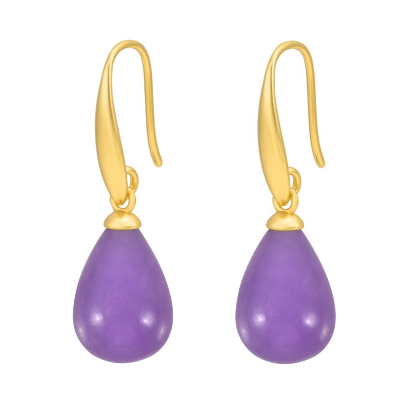 Drop earrings - Lavender dyed jade matt gold plated