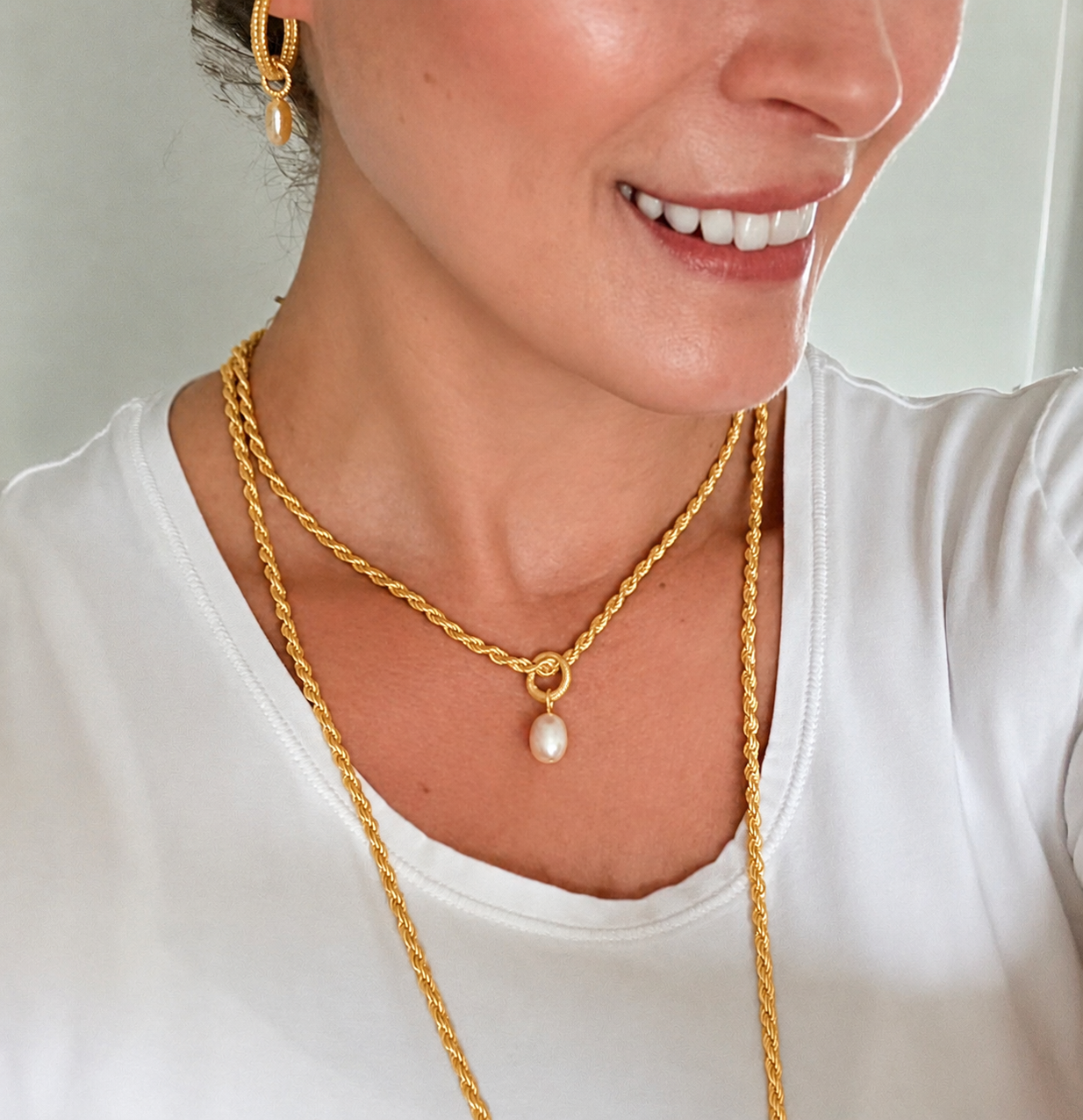 Amelie Twisted necklace - Matt gold plated - 48 CM