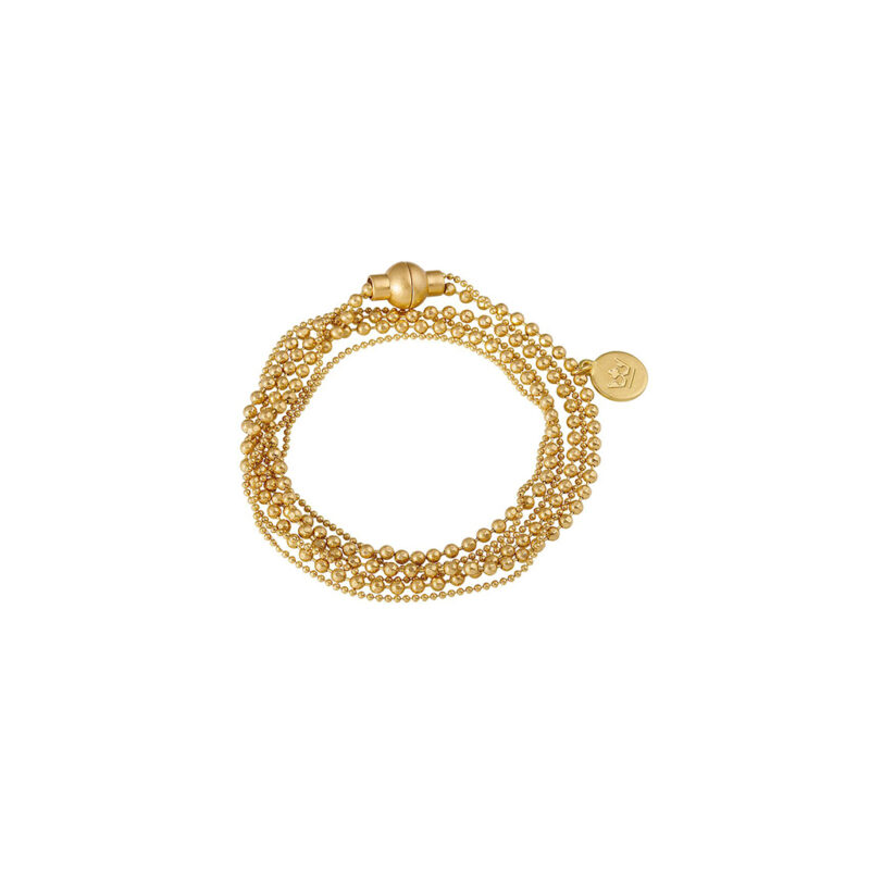 Essentials Hippie bracelet / necklace double ball chains matt gold plated