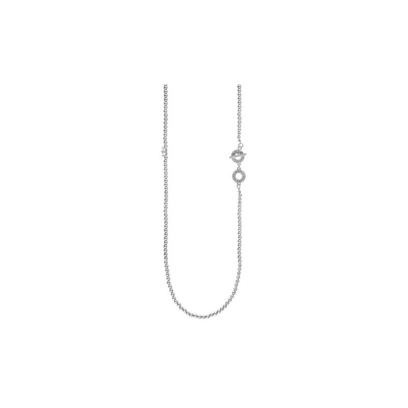 Essentials new Boho necklace matt silver plated - 90 CM