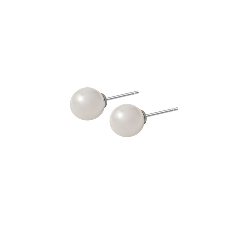 Essentials Joy ear studs Mother of Pearl matt silver plated