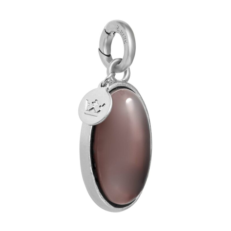 Essentials Oval Charm Grey Agate matt silver