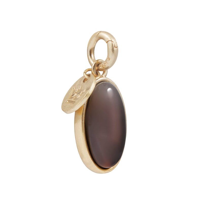 Essentials Oval Charm Grey Agate matt gold