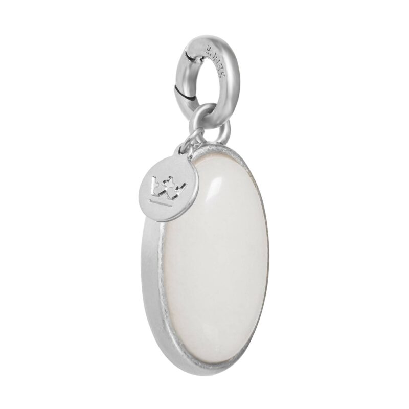 Essentials Oval Charm White Jade matt silver