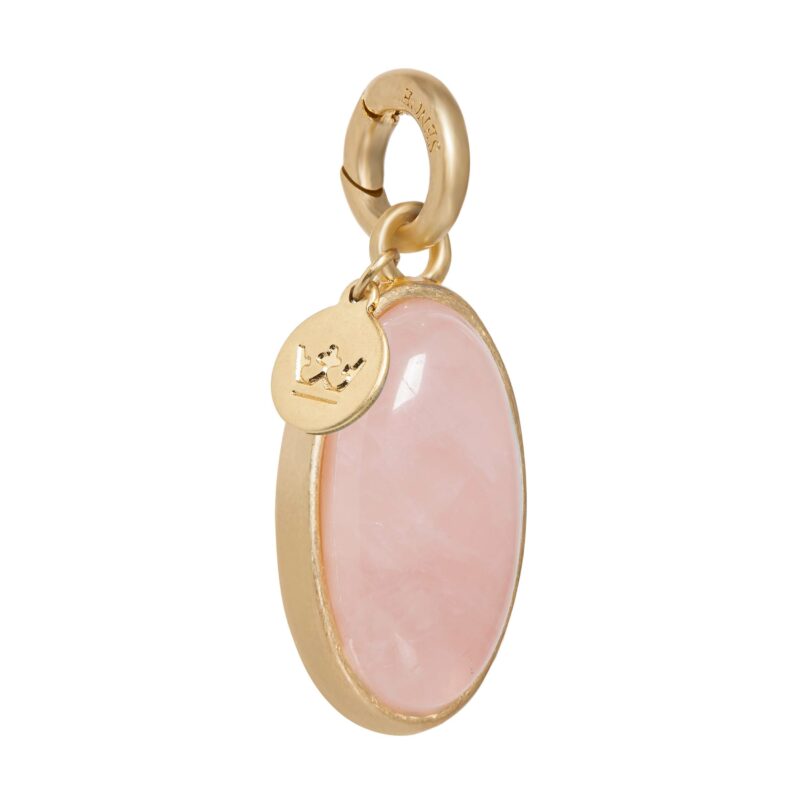 Essentials Oval Charm Rose Quartz matt gold