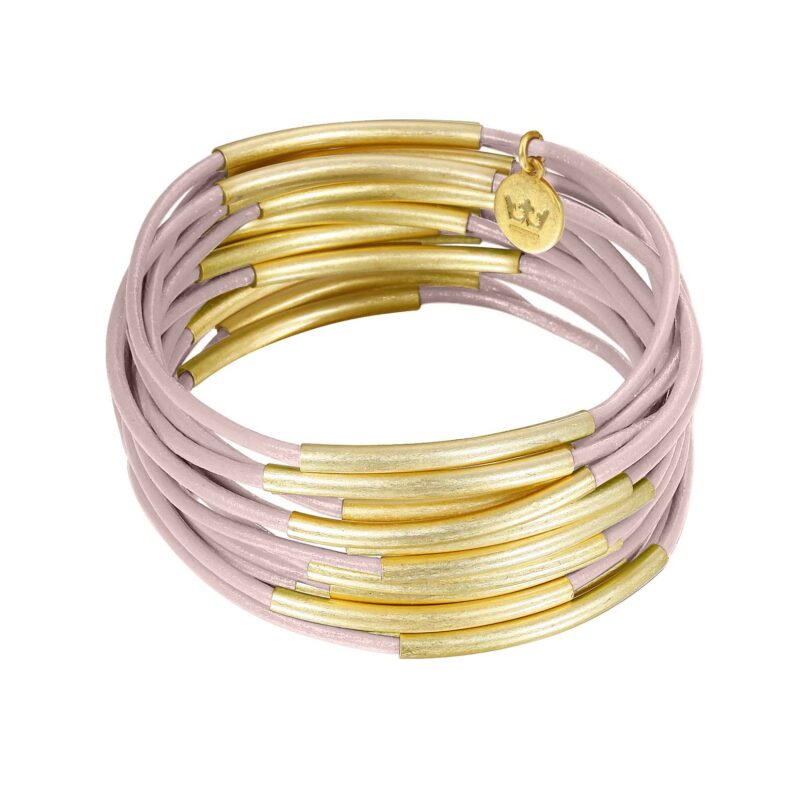 Urban Gypsy bracelets Soft Rose leather matt gold plated