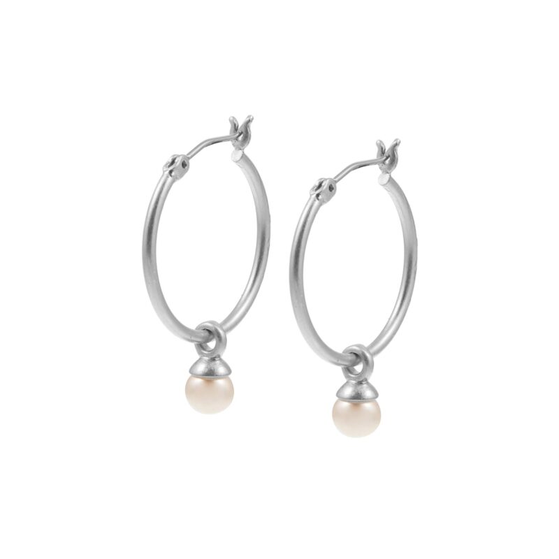 Essentials Be a Star Earrings Freshwater pearl matt silver - 2 CM