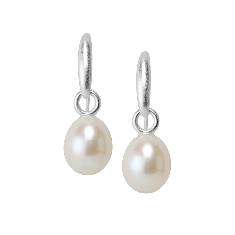 Essentials Sunset earrings with pearls matt silver plated