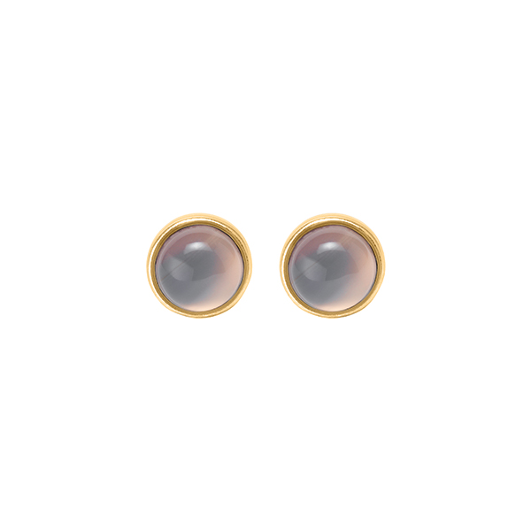 Essentials be Chic ear studs matt gold plated with Grey agate