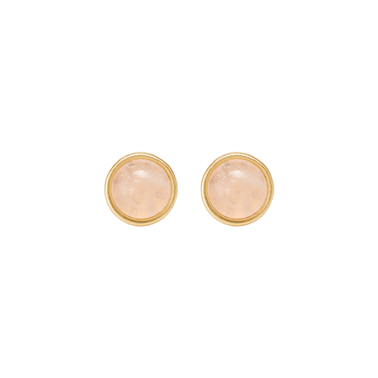 Essentials be Chic ear studs matt gold plated with Rose quartz