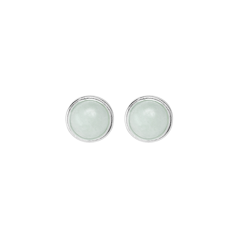 Essentials be Chic ear studs matt silver plated with Aquamarine