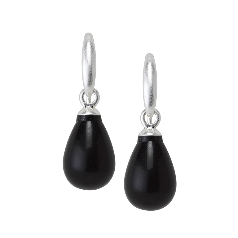 Essentials Aloha earrings Black Agate matt silver plated