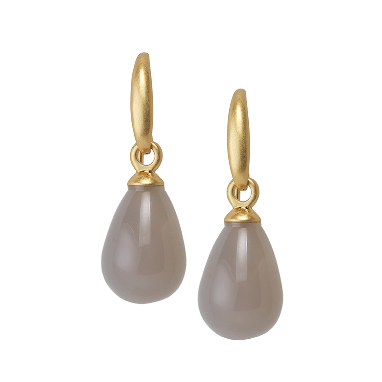 Essentials Aloha earrings with Grey Agate matt gold plated