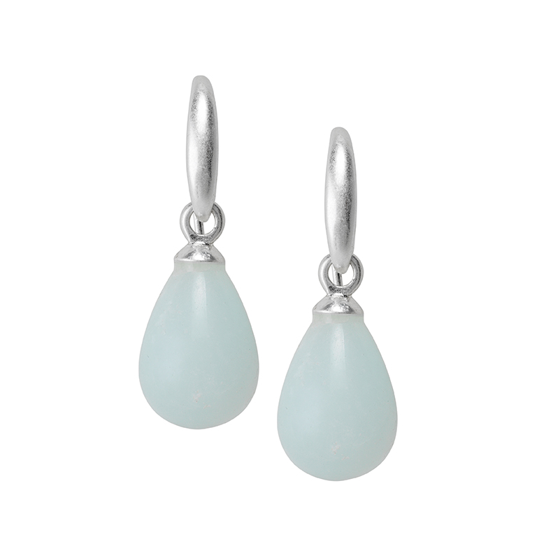 Essentials Aloha earrings with Aquamarine matt silver plated