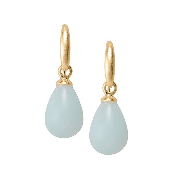 Essentials Aloha earrings with Aquamarine matt gold plated