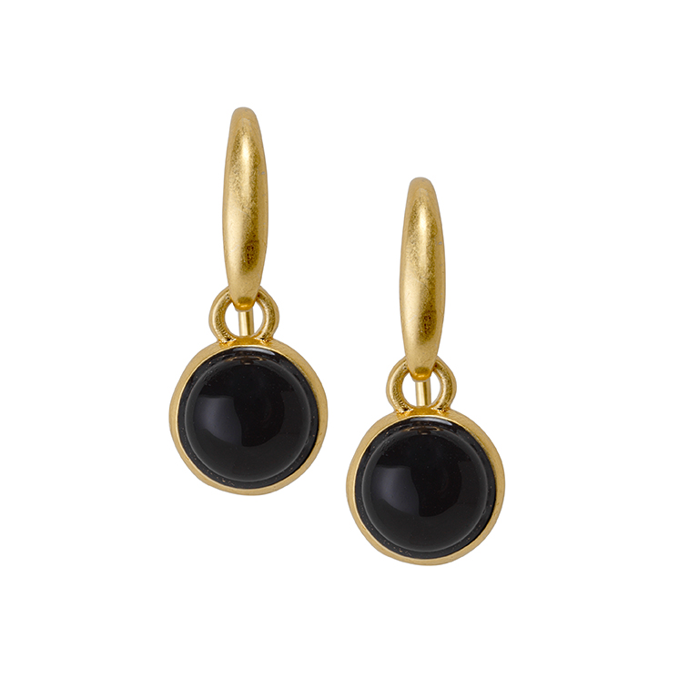 Essentials Cherry earrings with Black Agate matt gold plated