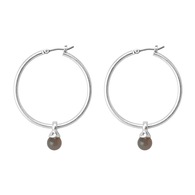 Essentials Be A Star earrings Grey Agate matt silver plated - 3.5 CM