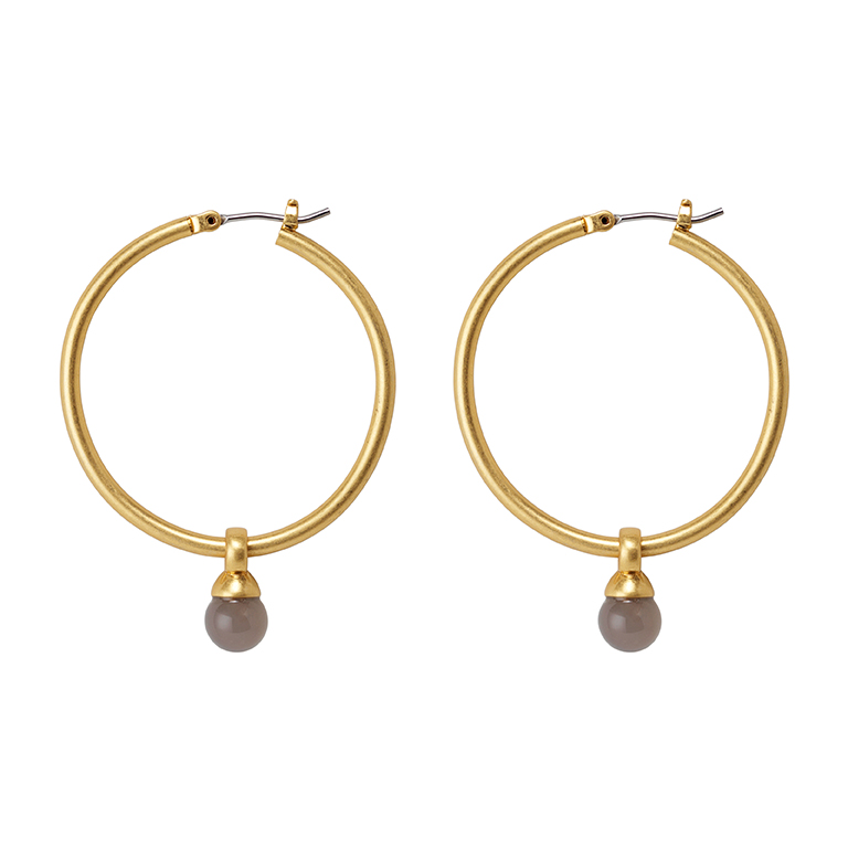 Essentials Be A Star earrings Grey Agate matt gold plated - 3.5 CM