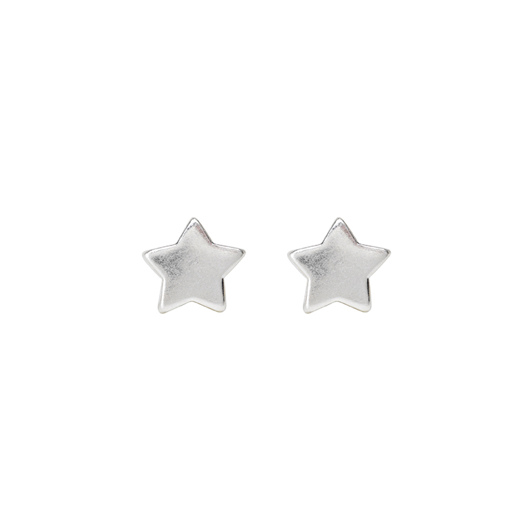 Essentials Star ear studs matt silver plated