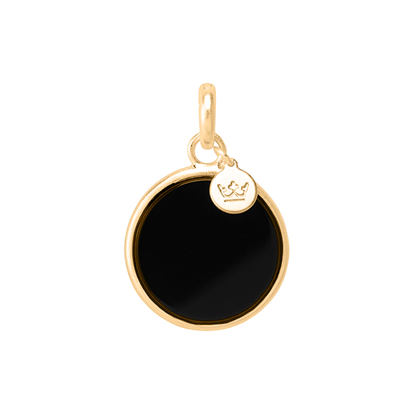 Essentials charm Disc Black Agate matt gold plated