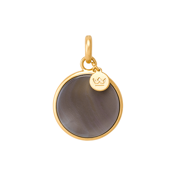 Essentials charm Disc Grey Agate matt gold plated